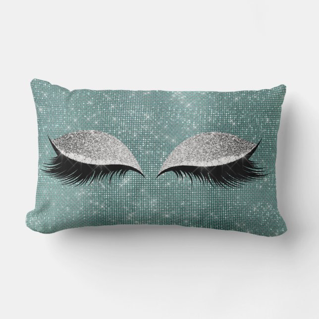 Coussin Rectangle Parties scintillant de séquence d'argent Lashes Tu (Recto)