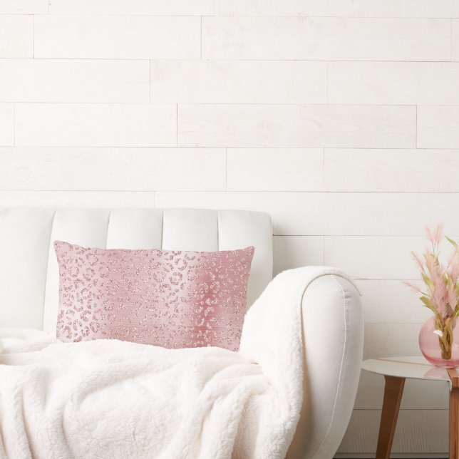 Coussin Rectangle Parties scintillant de verre rose pâle Leopard (Canapé)