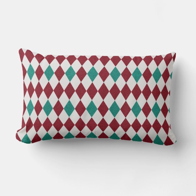 Coussin Rectangle Parties scintillant Diamant Rouge et Bleu (Recto)
