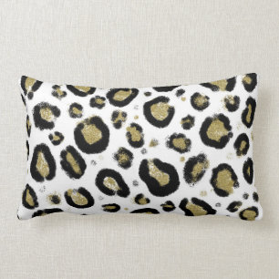 Coussin Rectangle Parties scintillant d'or blanc et Cheetah léopard 