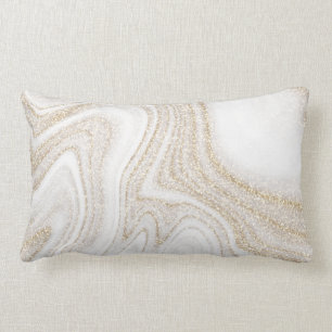 Coussin Rectangle Parties scintillant d'or en marbre blanc moderne e