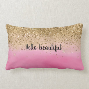Coussin Rectangle Parties scintillant d'or Glitz Confetti à l'aquar
