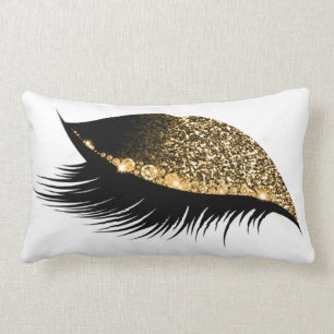 Coussin Rectangle Parties scintillant d'or Maquillage doré Yeux Lash