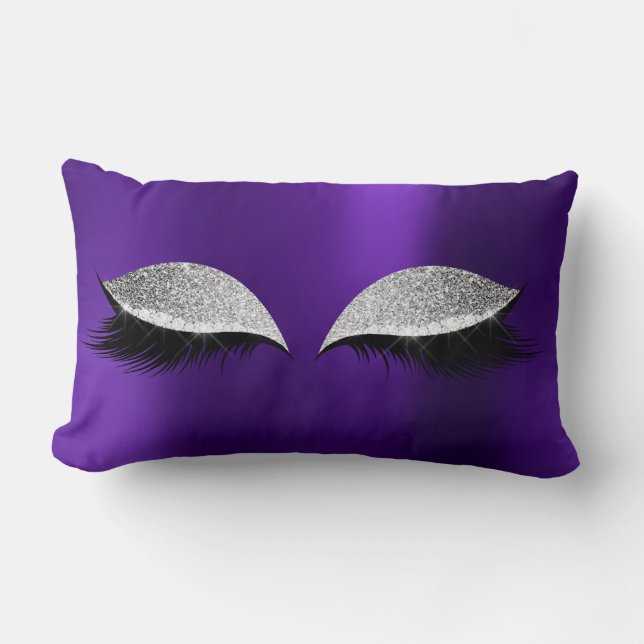 Coussin Rectangle Parties scintillant gris argenté Glam noir maquill (Recto)