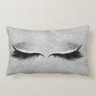 Coussin Rectangle Parties scintillant gris argenté Glam noir maquill