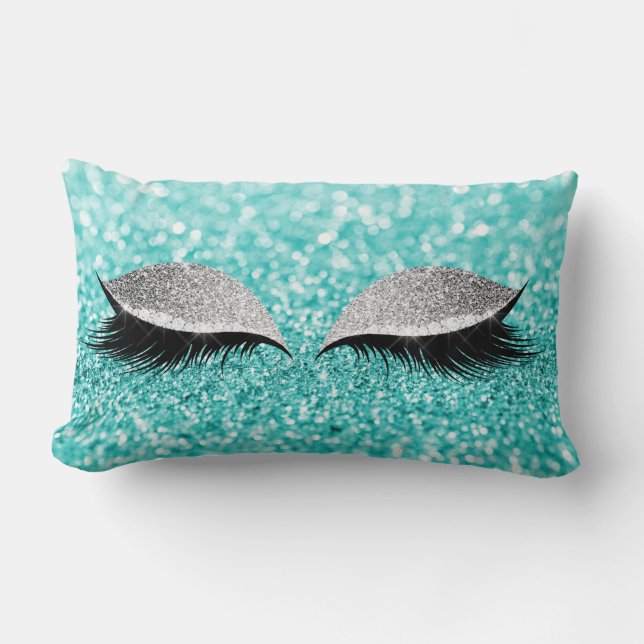 Coussin Rectangle Parties scintillant gris argenté Noir Glam Maquill (Recto)