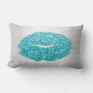 Coussin Rectangle Parties scintillant Lièvres Gris Océan Turquoise M