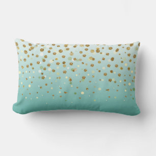 Coussin Rectangle Parties scintillant moderne en or de fille confett