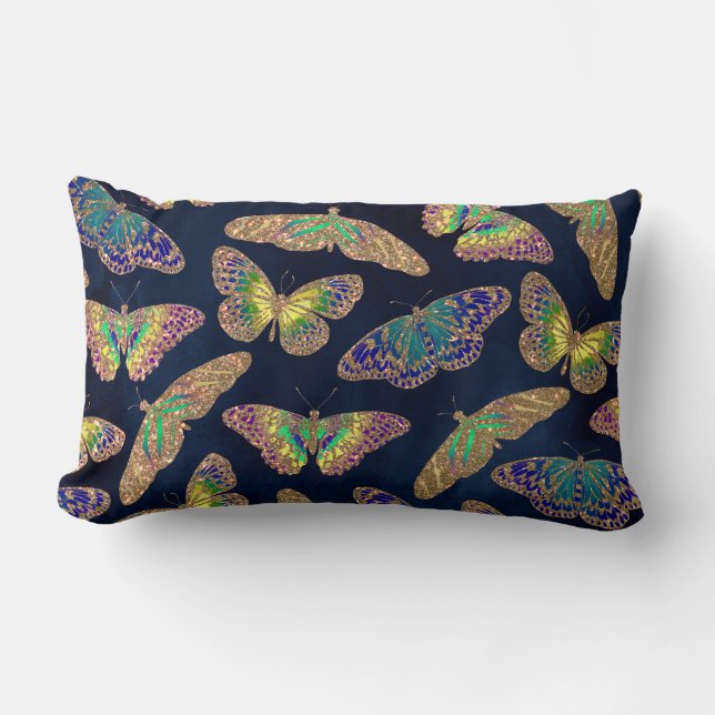 Coussin Rectangle Parties scintillant Motif d'aquarelle marine (Recto)