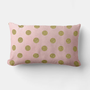 Coussin Rectangle Parties scintillant or rose Rose doux Glam Pois mi