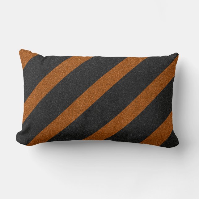 Coussin Rectangle Parties scintillant Orange & Black Stripes (Recto)