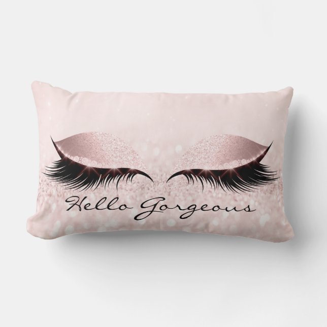 Coussin Rectangle Parties scintillant rose Pastel Poireaux de maquil (Recto)
