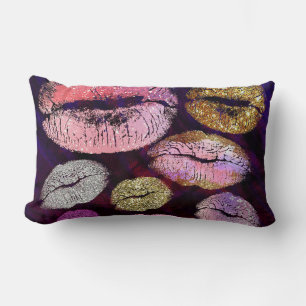 Coussin Rectangle Parties scintillant Sparkly Kiss Lips Beauty Maqui