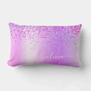 Coussin Rectangle Parties scintillant violet Monogramme Nom Luxury G