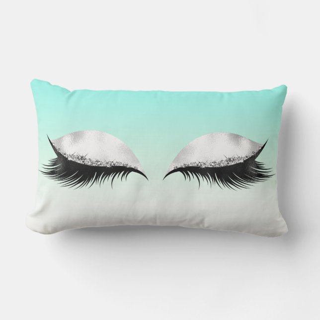 Coussin Rectangle Parties scintillant Yeux Lashes De Maquillage Turq (Recto)