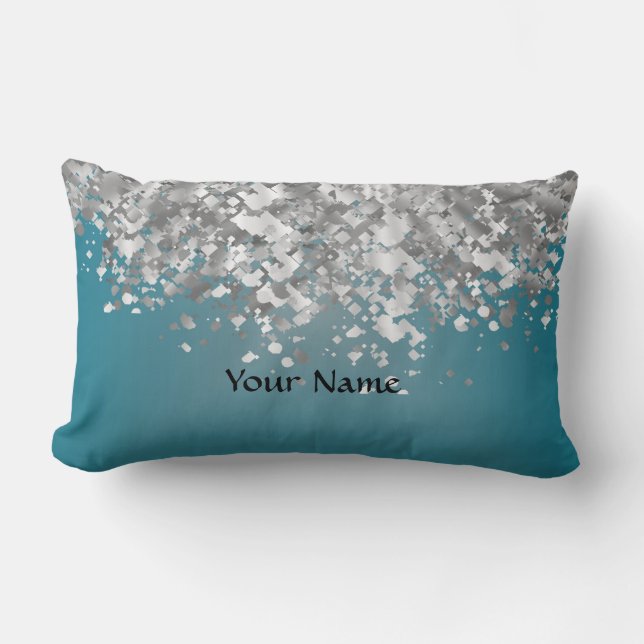 Coussin Rectangle Parties scintillantes turquoises de bleu et de (Recto)