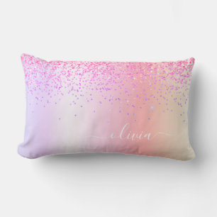 Coussin Rectangle Pastel Arc-en-ciel rose or violet Parties scintill