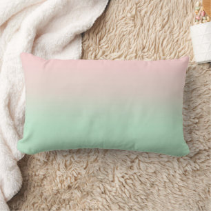 Coussin Rectangle Pastel esthétique Muet Gradient Rose Mint Vert