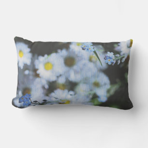 Coussin Rectangle Pastel Pale Blue Daisies Cushion Jeu d'oreiller