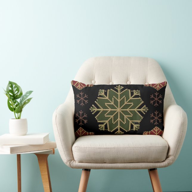 Coussin Rectangle Patchwork de flocon de neige Couvercle d'oreiller  (Chaise)