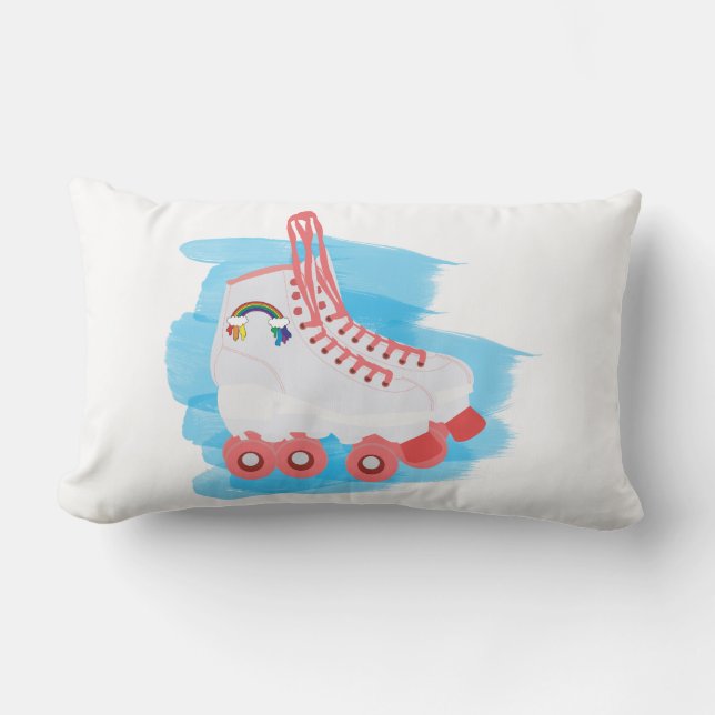 Coussin Rectangle Patins à rouleaux avec éclaboussure d'aquarelle (Recto)