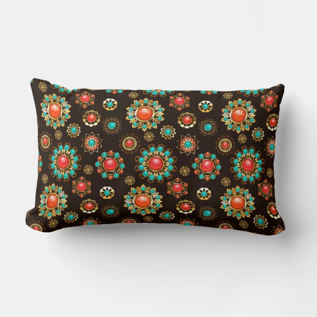 Coussin Rectangle Pattern de Ethnic Brooches Seamless (Recto)