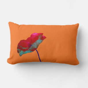 Coussin Rectangle Pavot bleu rouge à orange chaud