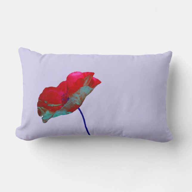 Coussin Rectangle Pavot bleu rouge au violet pastel (Recto)