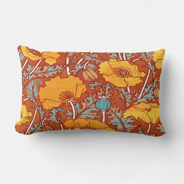 Coussin Rectangle Pavot orange (Recto)