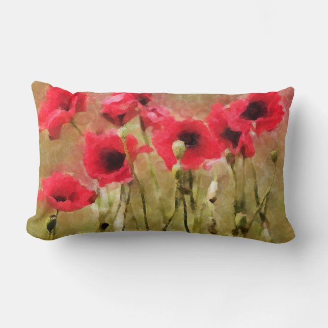 Coussin Rectangle Pavots rouges (Recto)