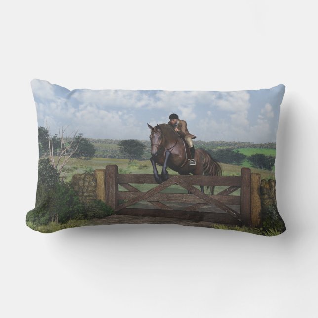 Coussin Rectangle Pays croisé - carreau sautant de Lumbar de cheval (Recto)