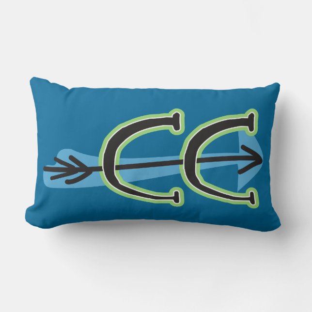Coussin Rectangle Pays Whimsical Cross - Symbole CC - BLEU (Recto)