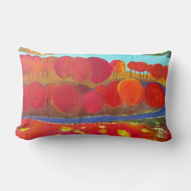 Coussin Rectangle Paysage avec les arbres rouges (Recto)