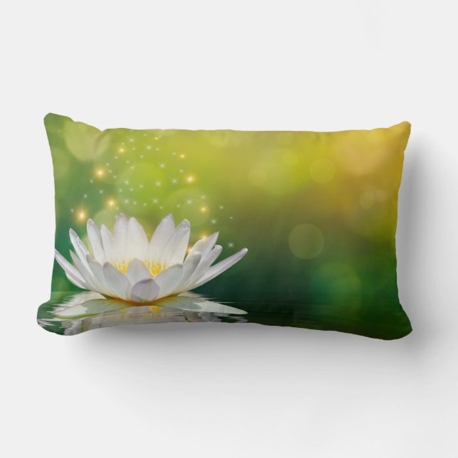 Coussin Rectangle Paysage de fleur de lotus blanc, Zen (Recto)