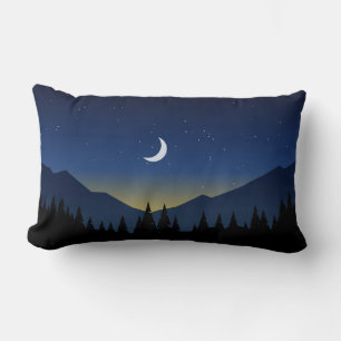 Coussin Rectangle Paysage forestier de la nuit de montagne