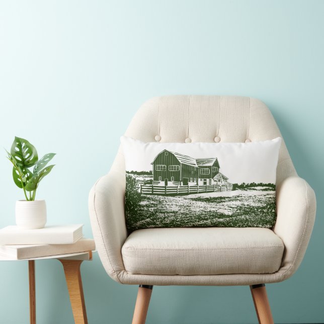 Coussin Rectangle Paysage rural maison de ferme de style coupe (Chaise)