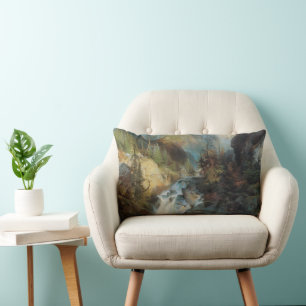 Coussin Rectangle Paysage vintage Cascade dans les montagnes par Mor