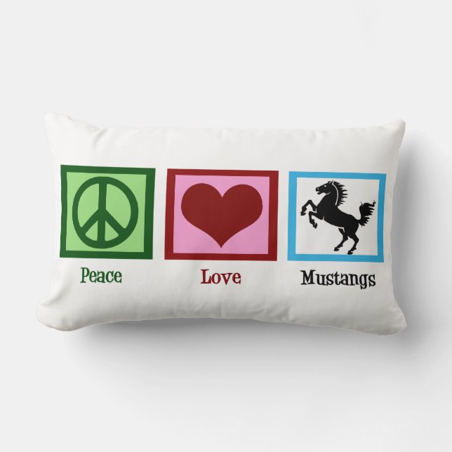 Coussin Rectangle Peace Love Mustangs (Recto)