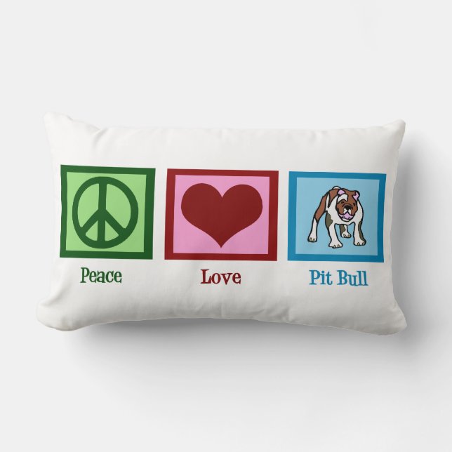 Coussin Rectangle Peace Love Pit Bulls (Recto)