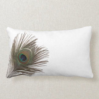 Coussin Rectangle Peacock plumes blanc