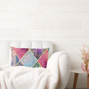 Coussin Rectangle Pearl Harlequin Herringbone Trippy Hippie Rainbow