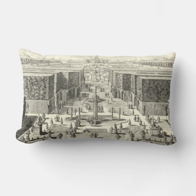 Coussin Rectangle Peinture à l'huile des Fontaines du Jardin de Vers (Recto)