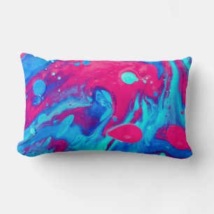 Coussin Rectangle Peinture abstraite violette et bleue