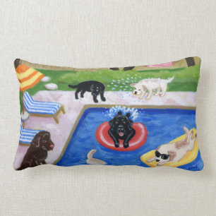 Coussin Rectangle Peinture d'amusement de Labradors de réception au