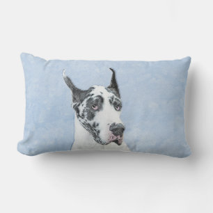 Coussin Rectangle Peinture de Great Dane (Arlequin) - Art original d