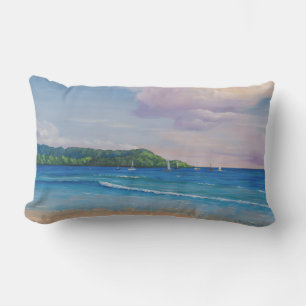 Coussin Rectangle Peinture des îles Hawaiiennes de la baie de Hanale