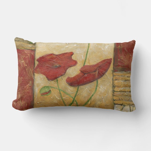 Coussin Rectangle Peinture florale avec traits de pinceau visibles (Recto)