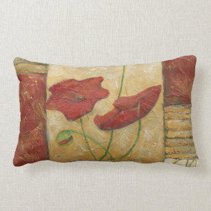 Coussin Rectangle Peinture florale avec traits de pinceau visibles