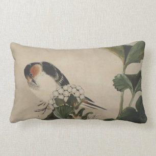 Coussin Rectangle Peinture japonaise vintage d'oiseau