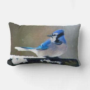 Coussin Rectangle Peinture Jay Bleu - Art Oiseau Original